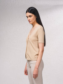 Cardigan in maglia fine con scollo a V e maniche corte