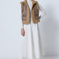 Gilet western ricamato con dettagli effetto pelle