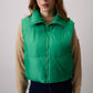 Gilet imbottito con zip verde