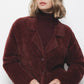 Cappotto corto in pelliccia sintetica bordeaux