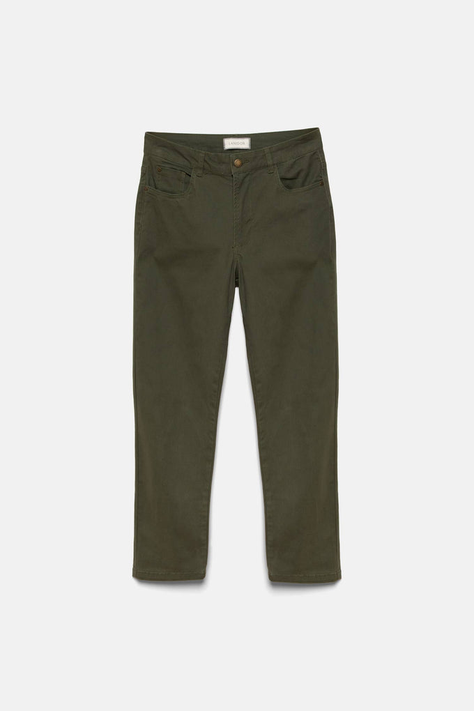 Pantaloni dritti in cotone stretch