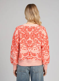 Maglione oversize jacquard bandana color pesca