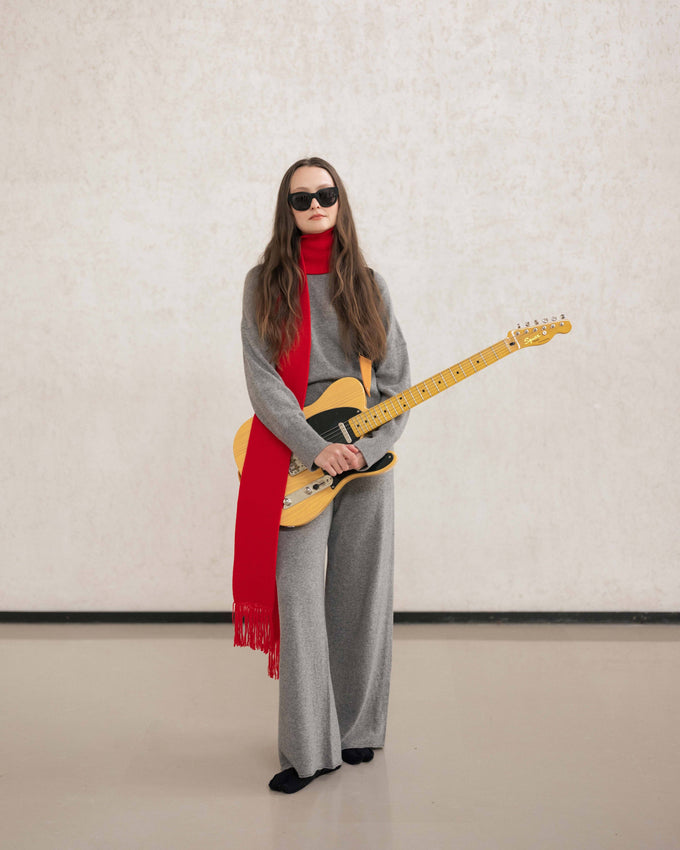Sciarpa in misto cashmere con frange