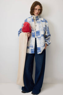 Giacca bomber oversize con stampa paisley