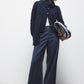 Pantaloni dritti essenziali con tasche oblique