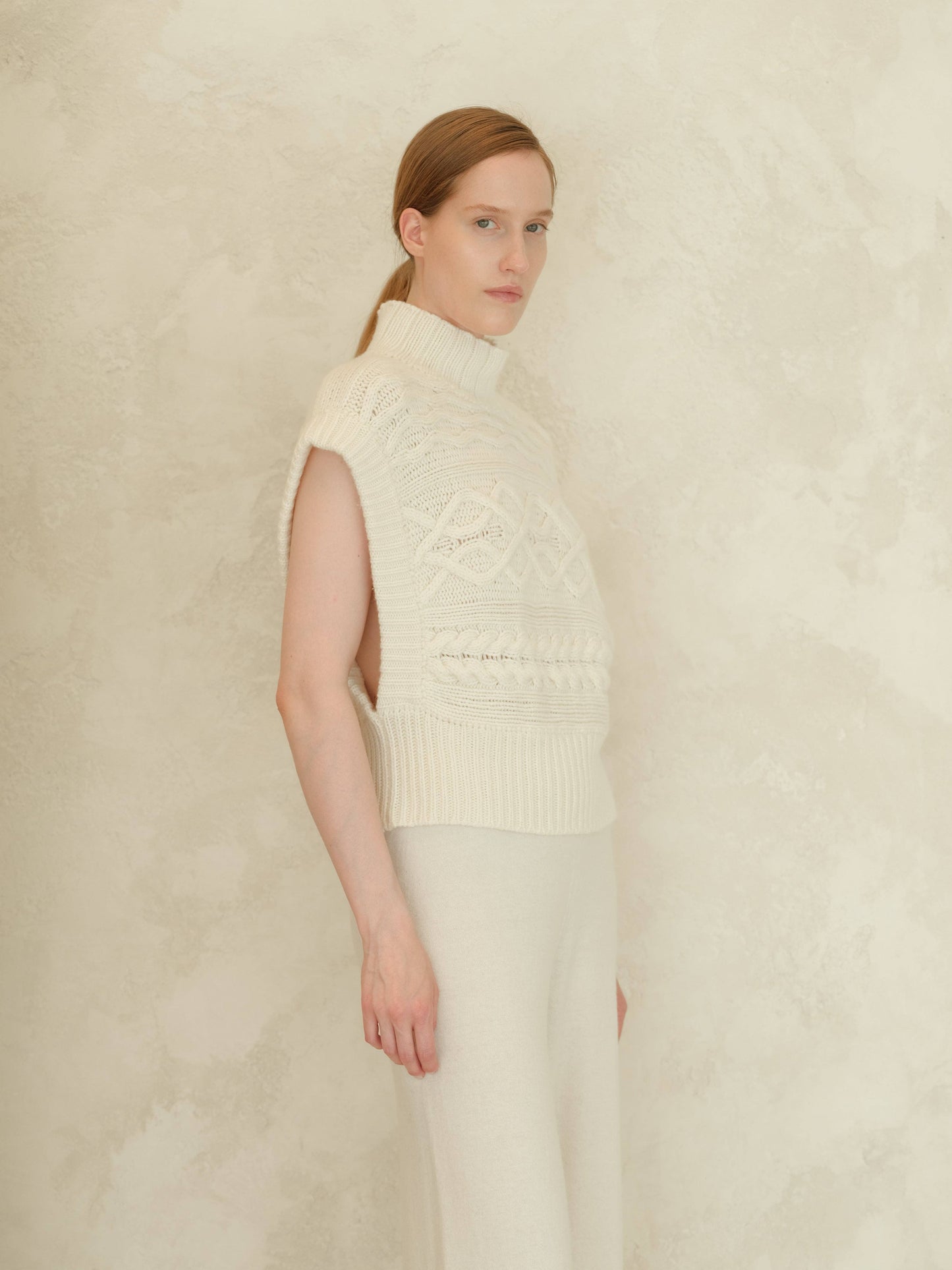 Tunica maxi a trecce in misto cashmere