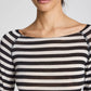 Top in lana a righe Amalie nero e bianco