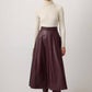 Gonna midi in ecopelle bordeaux