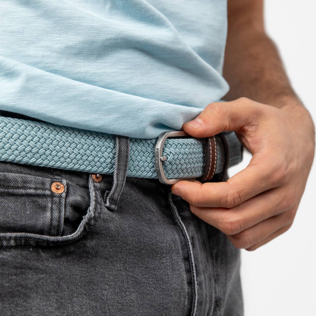 Cintura elastica intrecciata azzurro cielo