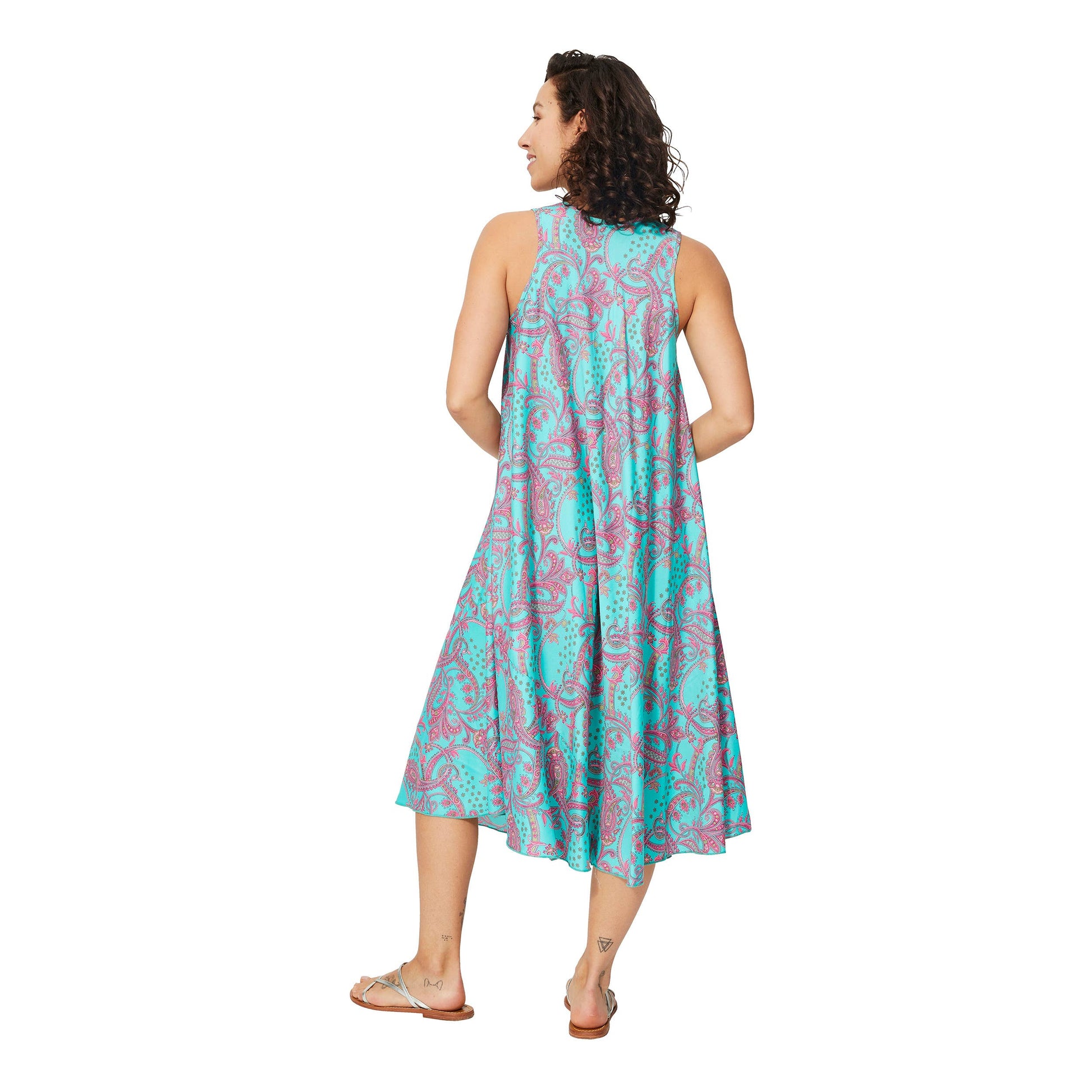 Abito estivo midi senza maniche con stampa paisley