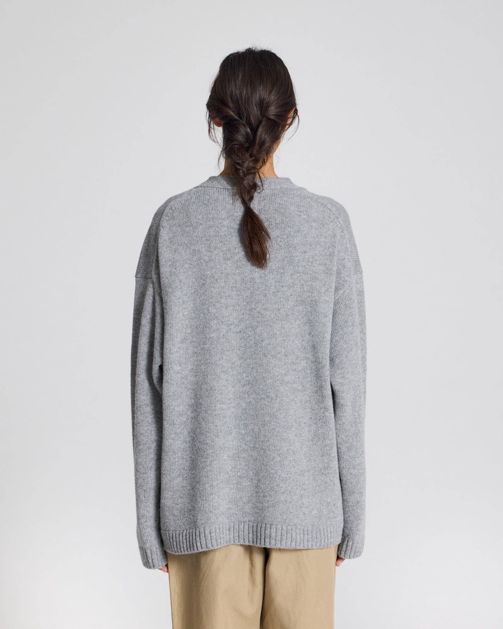Cardigan Edith in lana d’agnello grigio mélange