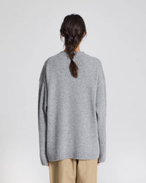 Cardigan Edith in lana d’agnello grigio mélange