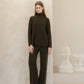 Maglione dolcevita oversize a coste in misto cashmere con spacchi laterali