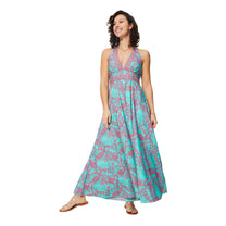 Abito lungo estivo senza maniche boho con stampa paisley