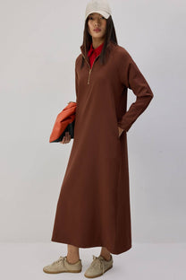 Abito dritto lungo con zip