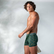 Boxer in cotone biologico con stampa selvaggia verde