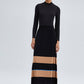Gonna midi in maglia a righe con vita elasticizzata