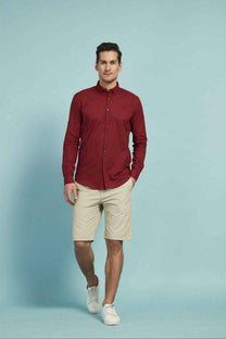 Camicia in voile di cotone bordeaux
