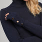 Maglione dolcevita a costine blu navy