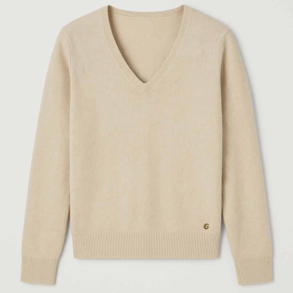 Maglione a Scollo a V in Lana e Cashmere