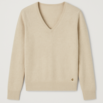 Maglione a Scollo a V in Lana e Cashmere