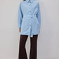 Camicia lunga in popeline con cintura