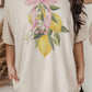T-shirt oversize limone con fiocco rosa