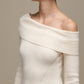 Maglione in maglia off-shoulder a coste