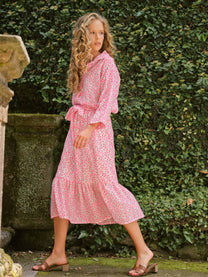 Blusa ricamata con stampa all-over