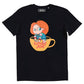 T-shirt nera Coffee Maniac con grafica caffè
