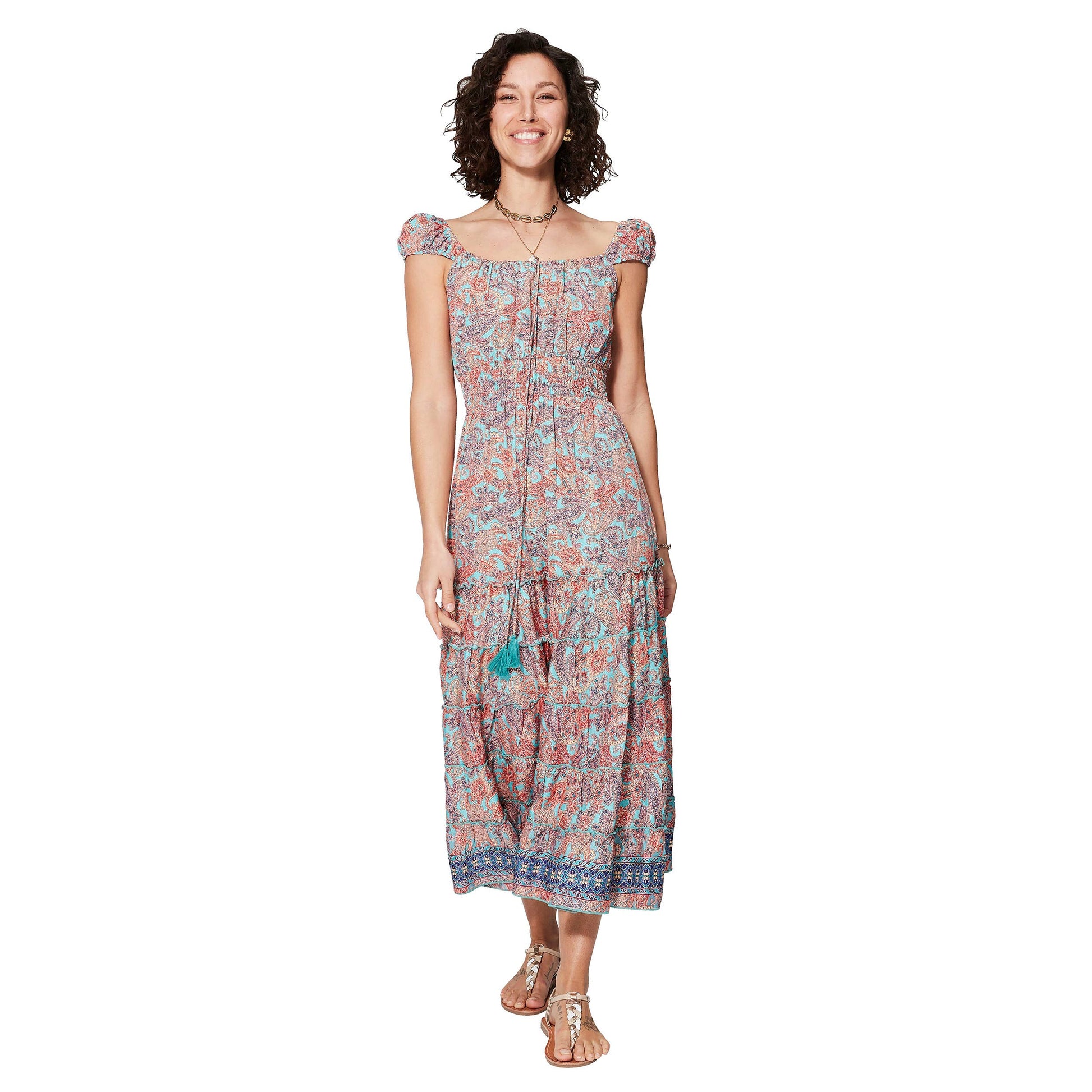 Abito lungo estivo boho con fantasia paisley