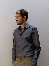 Camicia elegante grigia slim fit in cotone biologico