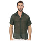 Camicia estiva a maniche corte in cotone kaki