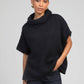 Maglione poncho oversize a collo alto blu navy