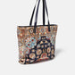 Borsa tote effetto velluto con stampa decorativa