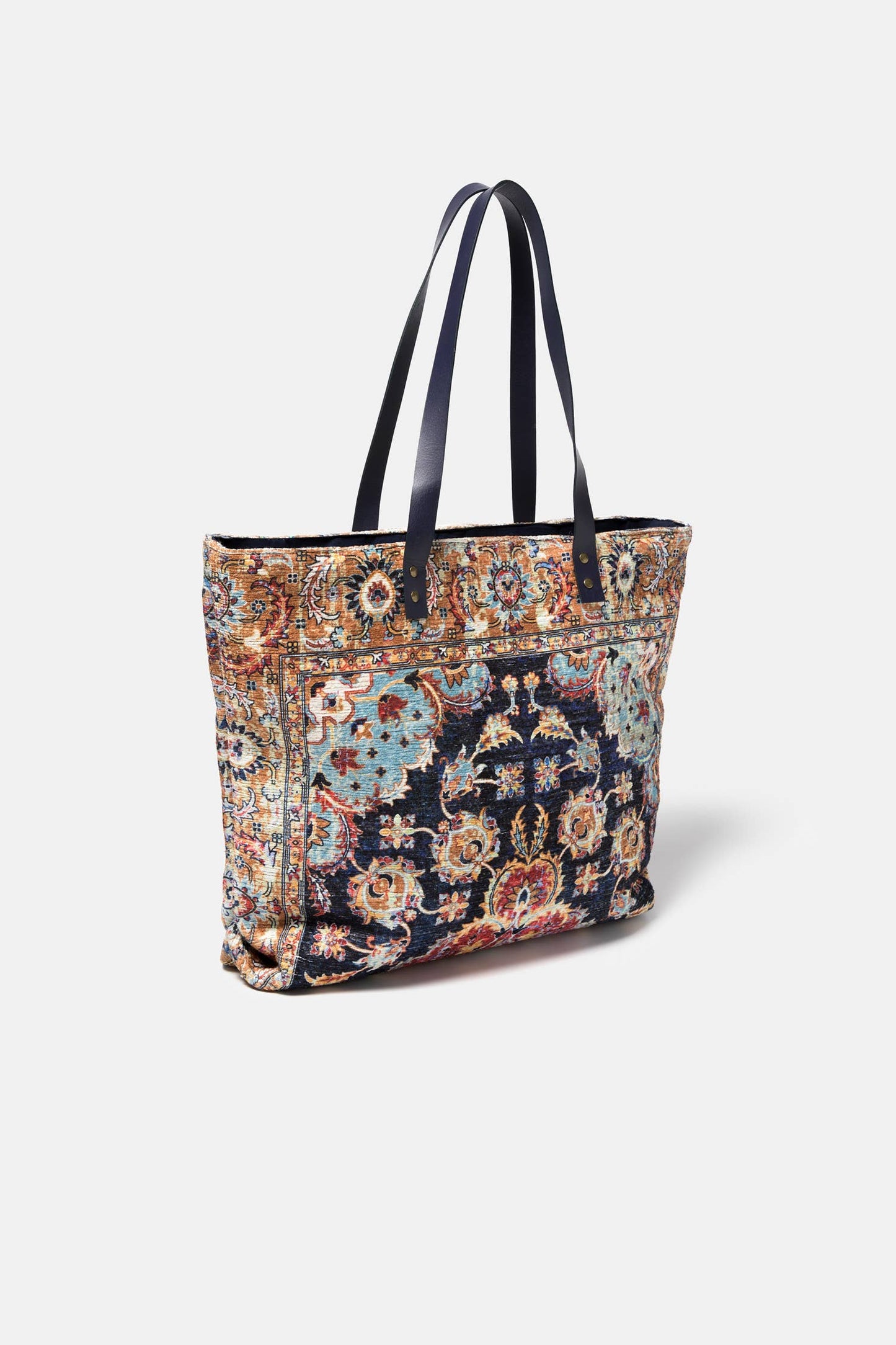 Borsa tote effetto velluto con stampa decorativa