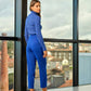 Pantaloni cigarette in viscosa blu