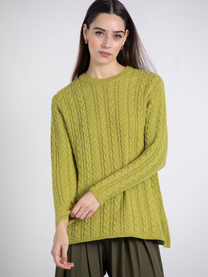 Maglione a trecce verde lime da donna