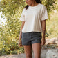 T-shirt boxy riciclata color avorio da donna