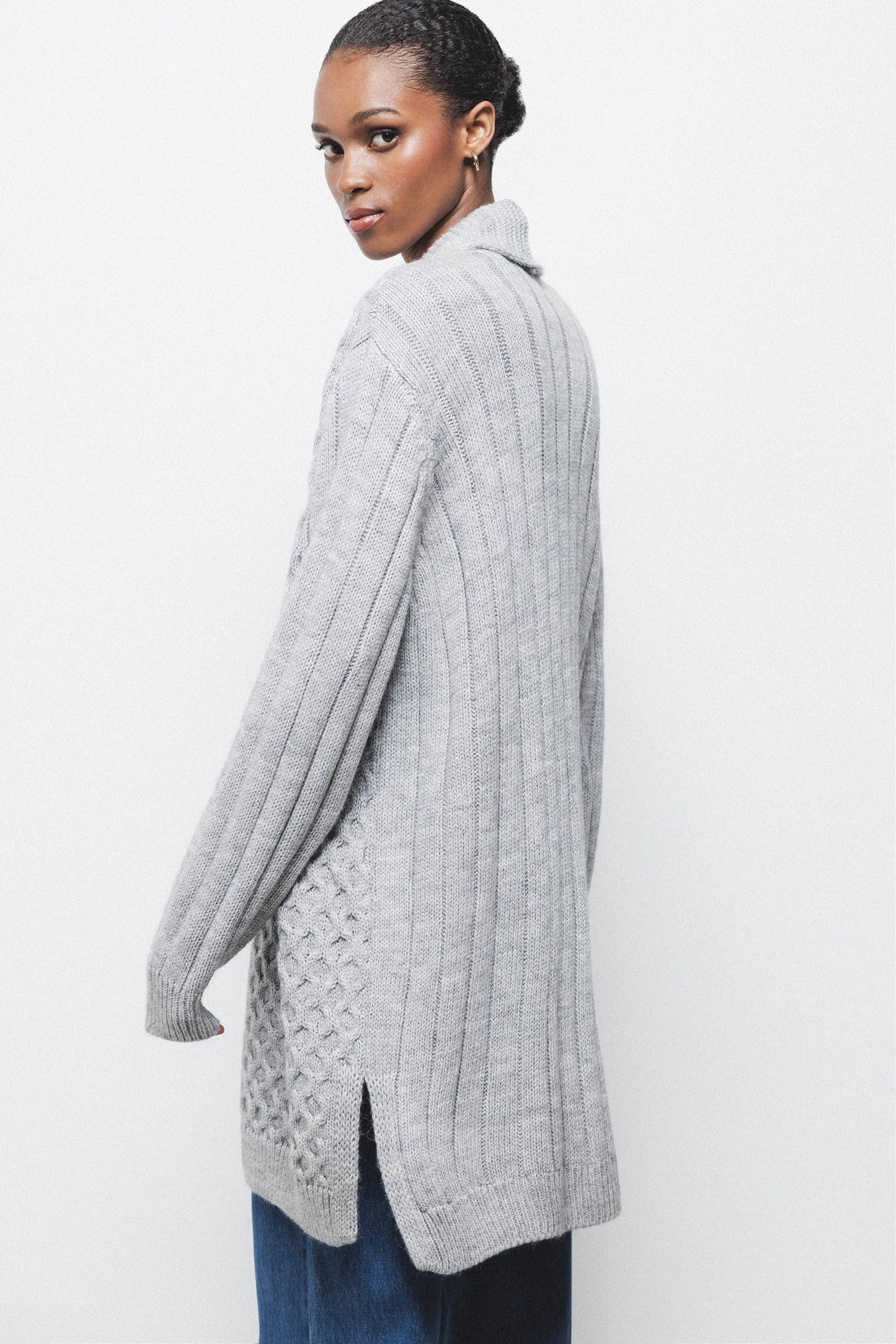 Cardigan lungo in maglia strutturata con collo a scialle