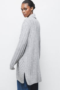 Cardigan lungo in maglia strutturata con collo a scialle
