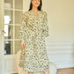 Abito midi in cotone con stampa animalier e cintura