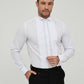 Camicia bianca slim fit da smoking con plastron e polsini gemelli