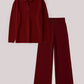 Set tunica e pantaloni in maglia con colletto a coste