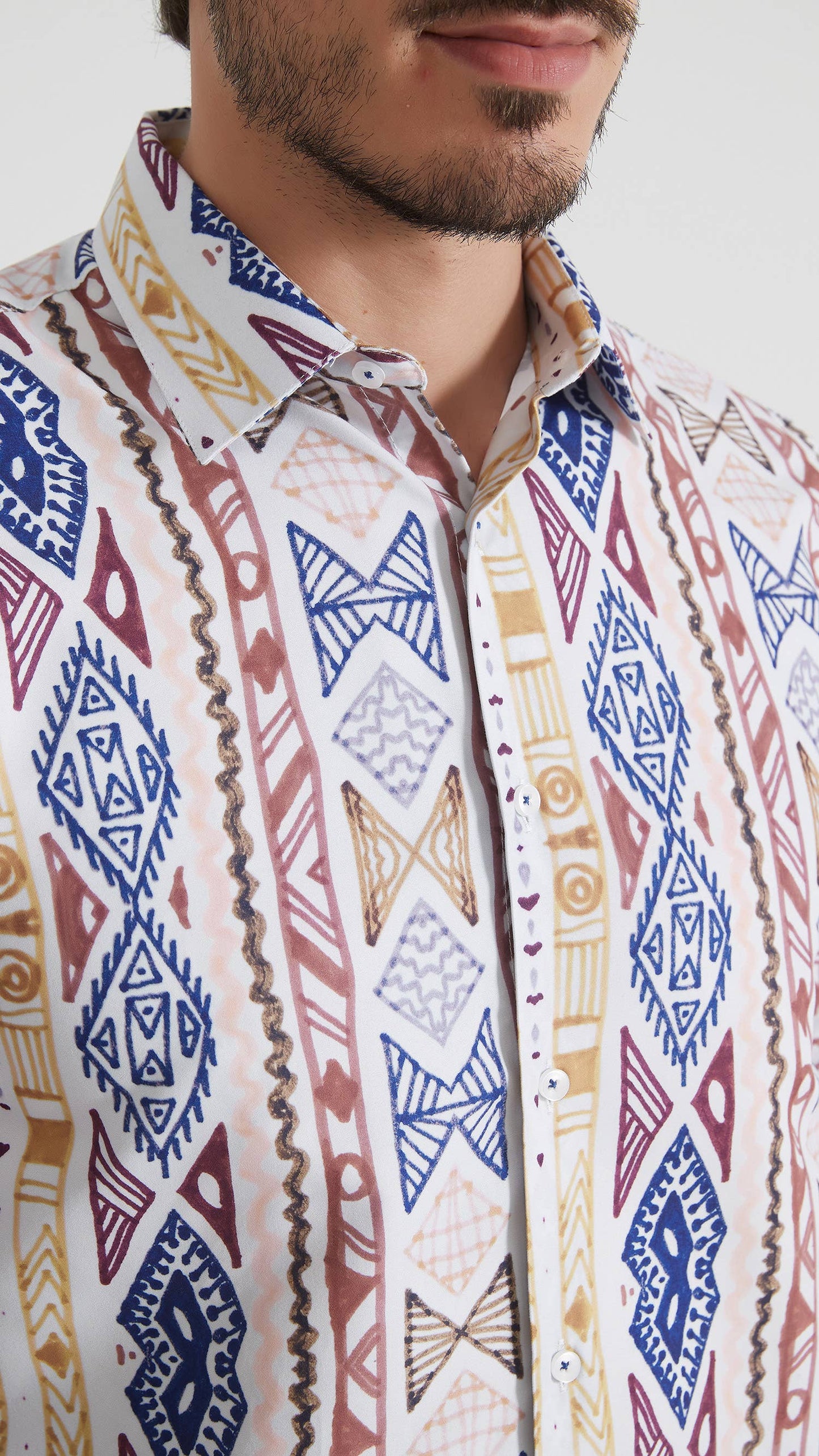 Camicia comfort a fantasia geometrica da uomo
