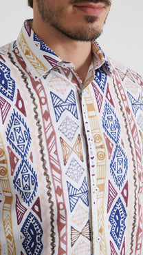Camicia comfort a fantasia geometrica da uomo
