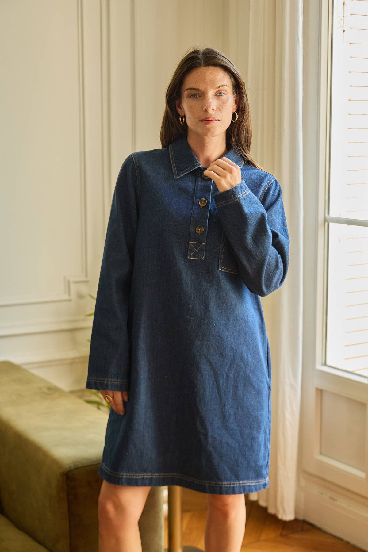Abito chemisier in denim Diego a maniche lunghe