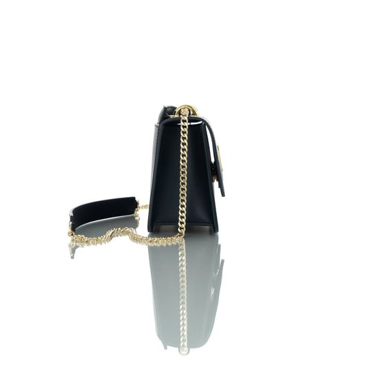 Mini borsa a tracolla in pelle liscia con pattina a W
