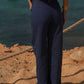 Pantaloni in twill a vita alta con bottoni
