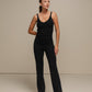 Top in maglia a coste con scollo a V